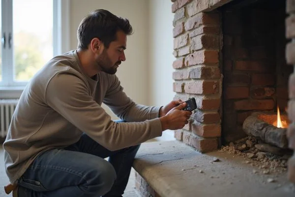 TSSA-certified technician pressure-testing the gas line at a new gas fireplace installation in a Scarborough semi-detached home